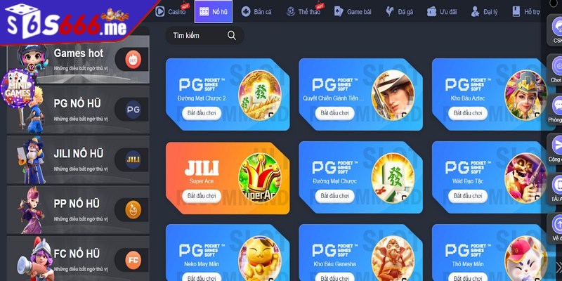 Sảnh nổ hũ S66 mang đến hàng trăm tựa game đặc sắc nhất